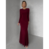 Vínové jednoduché společenské dlouhé šaty MORIEL