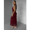 Vínové společenské dlouhé šaty VELVET s flitry