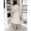 Béžový elegantní dlouhý kabát CERADY s opaskem