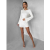 Bílé flitrované krátké koktejlové šaty ELYSIA s kraťásky