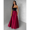 Bordó saténová zavinovací dlouhá sukně DENISSE