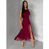 Bordó společenské tylové midi šaty ROCHIE