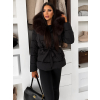 Černá zimní vypasovaná bunda BRUNEVA s hnědým kožíškem