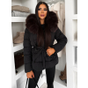 Černá zimní vypasovaná bunda BRUNEVA s hnědým kožíškem