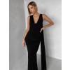 Černé společenské dlouhé šaty RAVILETA s vlečkou