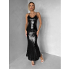 Černé flitrované společenské dlouhé šaty SCINTIA