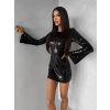 Černé flitrované krátké koktejlové šaty ELYSIA s kraťásky