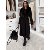 Černý elegantní dlouhý kabát ROSIEL s kožešinkou