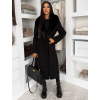 Černý elegantní dlouhý kabát ROSIEL s kožešinkou