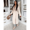 Krémový elegantní dlouhý kabát ROSIEL s kožešinkou