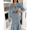 Modré džínové dlouhé šaty ROUKALA