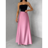 Starorůžová saténová dlouhá maxi zavinovací sukně DENISSE