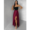 Vínová saténová dlouhá zavinovací maxi sukně DENISSE