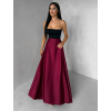 Vínová saténová dlouhá zavinovací maxi sukně DENISSE