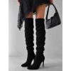 Černé semišové vysoké kozačky DARYANA nad kolena