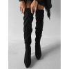Černé semišové vysoké kozačky DARYANA nad kolena