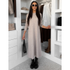 Béžové stylové maxi dlouhé mikinové šaty RAVONI