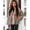 Béžový kožešinový žíhaný faux fur kabát MINVERO