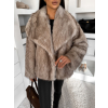 Béžový kožešinový žíhaný faux fur kabát MINVERO