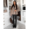 Béžový kožešinový žíhaný faux fur kabát MINVERO