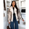 Bílý kožešinový faux fur krátký kabátek CAVONTE