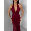 Bordó společenské krajkové dlouhé šaty ZERULON
