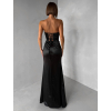 Černé společenské saténové korzetové dlouhé šaty ZONTIRE