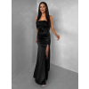 Černé společenské saténové korzetové dlouhé šaty ZONTIRE