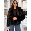 Černý faux fur kožešinový krátký kabátek MORVEN