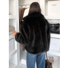 Černý faux fur kožešinový krátký kabátek MORVEN