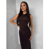 Tmavě hnědé přiléhavé dlouhé šaty DRAPIA