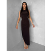 Tmavě hnědé přiléhavé dlouhé šaty DRAPIA