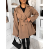 Světle hnědý elegantní kabát KELMORA s páskem