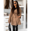 Světle hnědý elegantní kabát KELMORA s páskem