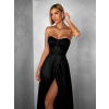 Černé dlouhé saténové šaty GYBRAL s korzetem
