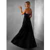 Černé dlouhé saténové šaty GYBRAL s korzetem