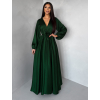 Tmavě zelené elegantní šaty WOMAN s dlouhým rukávem