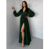 Tmavě zelené elegantní šaty WOMAN s dlouhým rukávem