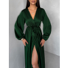 Tmavě zelené elegantní šaty WOMAN s dlouhým rukávem