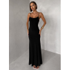 Černé dlouhé společenské šaty VORIMA s krajkou