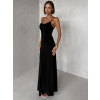 Černé dlouhé společenské šaty VORIMA s krajkou