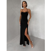 Černé dlouhé společenské šaty VORIMA s krajkou