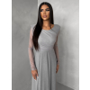 Šedé tylové dlouhé společenské šaty ASHER