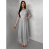 Šedé tylové dlouhé společenské šaty ASHER