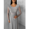 Šedé tylové dlouhé společenské šaty ASHER