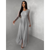 Šedé tylové dlouhé společenské šaty ASHER