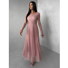 Starorůžové tylové dlouhé společenské šaty ASHER