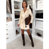 Krémové koženkové šaty LONIRA na zip