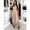 Béžové košilové dlouhé šaty VEXTURA s páskem