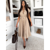 Béžové košilové dlouhé šaty VEXTURA s páskem